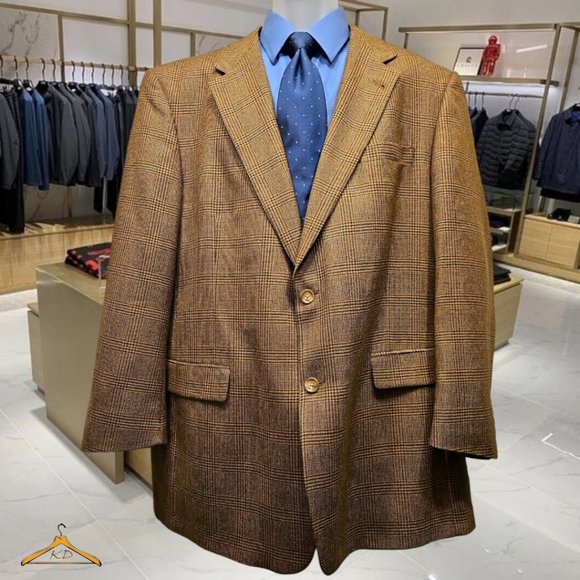Hart Schaffner Marx Sports Coat - 46R, Tan, Glen Plaid, NWOT - Picture 2 of 13